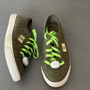 Guess Olive Quilted Sneakers with Neon Accents